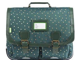 Cartable Oldschool Primaire CM1 ou CM2 Fille, Tann's, vert à pois