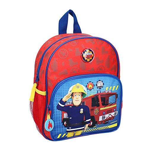 Petit sac à dos maternelle Sam le pompier bleu et rouge