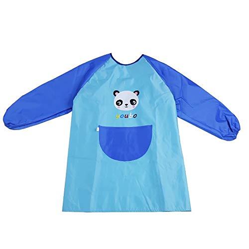 Tablier en matière polyesrter avec panda bleu pour enfant, nettoyage et séchage rapides